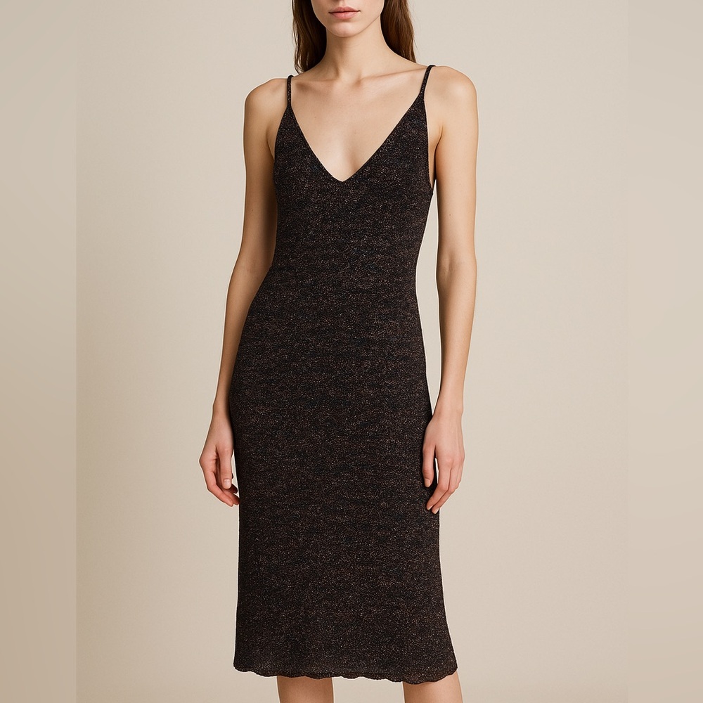Moda International Multicolor Metallic Knit Dress Size S Evening Dinner Date
